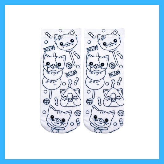Kids- Candy Cat Coloring Sox