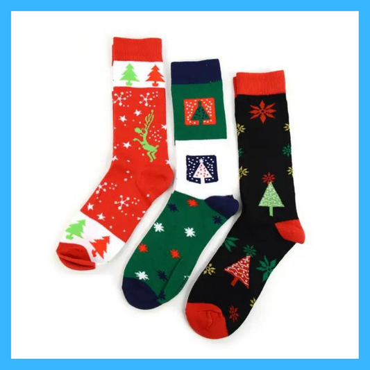 3-Pack Women Holiday Tree Crew Socks